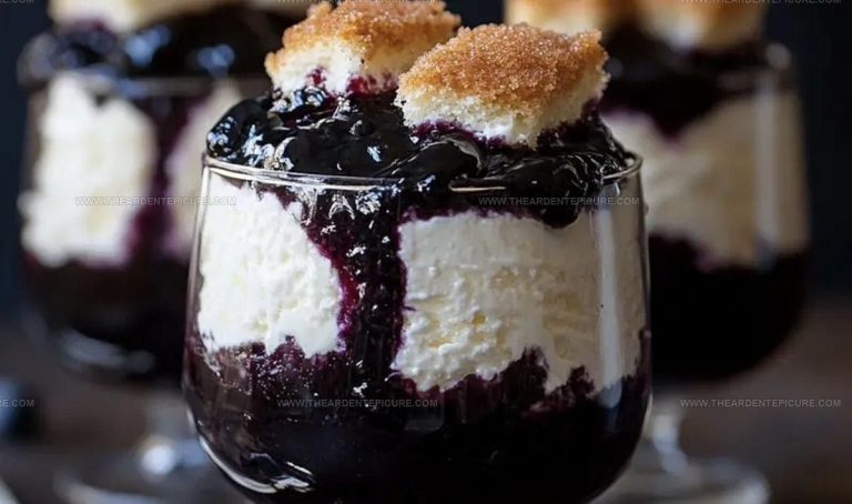 4092446 Angel Food Cake Trifles with Cheesecake Topping and Blueberry Sauce Recipe